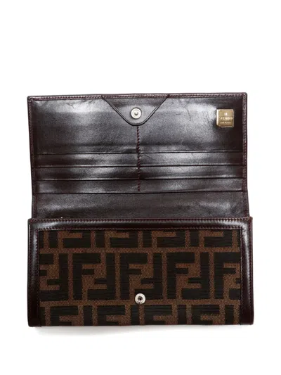 Pre-owned Fendi 1990-2000 Zucca Wallet In Brown