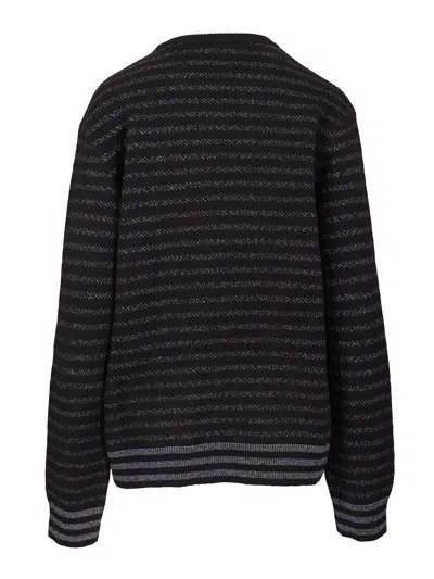 Loewe Striped Logo-embroidered Sweater In Black