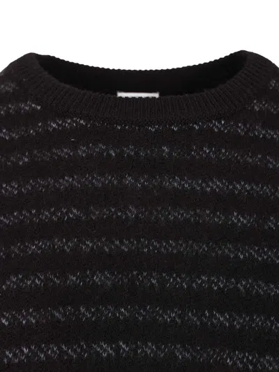 Loewe Striped Logo-embroidered Sweater In Black