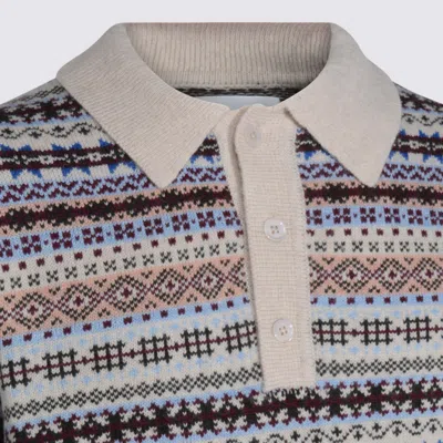 Nn07 Robbie Fair Isle Wool-blend Polo Sweater In Gray