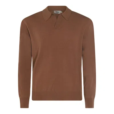 Altea Long-sleeved Polo Jumper In Brown