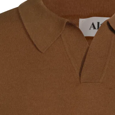 Altea Long-sleeved Polo Jumper In Brown