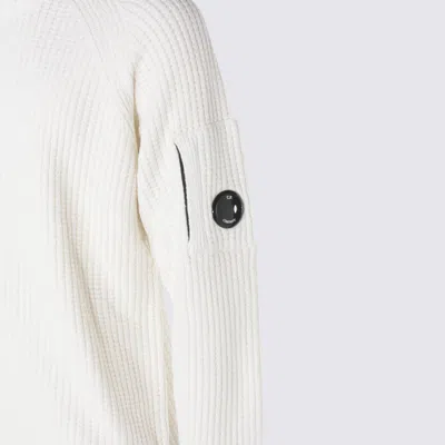 C.p. Company Timeless Crew Neck Sweater With Iconic Lens Detail In Neutral