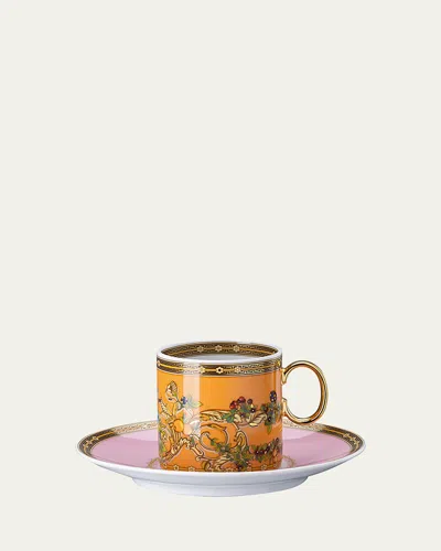 Versace Butterfly Garden Modern Teacup & Saucer Set In Multi