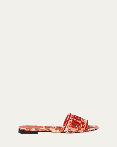 Fendi Sunchine Bandana Print Canvas Flat Slide Sandals In Multi
