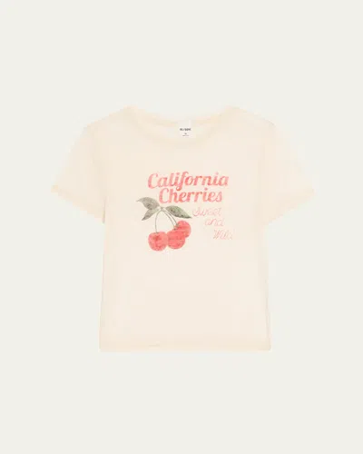 Re/done Cherries Tiny Tee In Pink