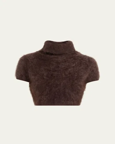 Frame The Teddy Cashmere Cropped Turtleneck Sweater In Brown