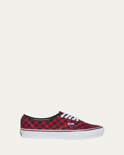 Valentino Garavani X Vans Men's Tess St Vlogo Check Canvas Low-top Sneakers In Red
