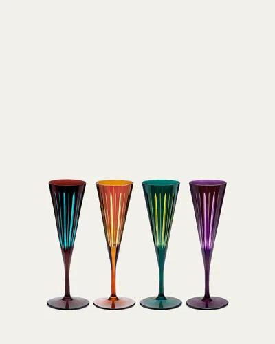 L'objet Prism 6 Oz. Champagne Flutes, Set Of 4 In Multi