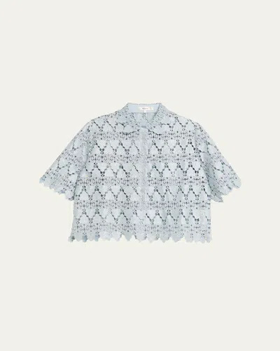 Frame Lace Button-front Shirt In Blue