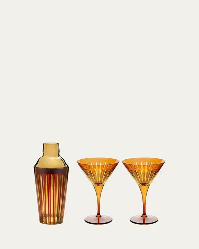 L'objet Prism Cocktail Shaker & Martini Glass Set In Orange