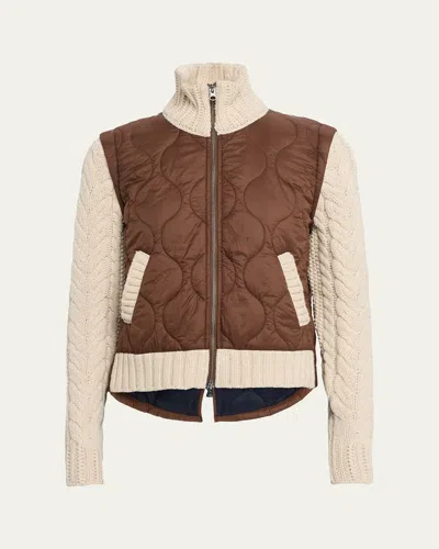 Veronica Beard Patra Mixed-media Jacket In Brown