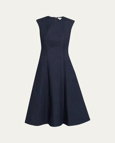 Veronica Beard Dulce Cotton-blend Denim Midi Dress In Blue