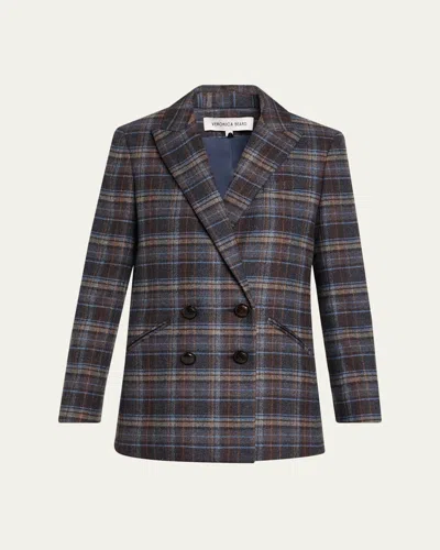 Veronica Beard Oria Plaid Wool Blend Dickey Jacket In Brown