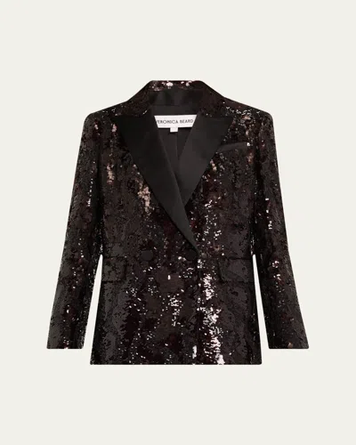 Veronica Beard Sevyn Sequin Double Breasted Dickey Evening Jacket In Brown