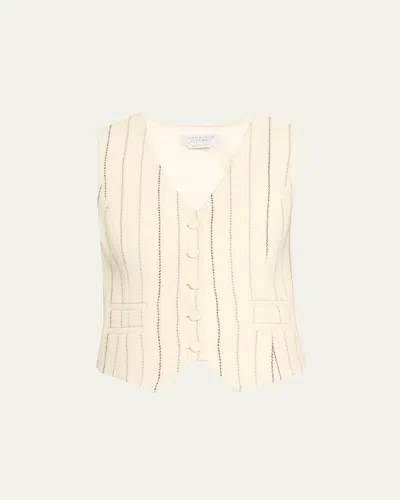 Gabriela Hearst Coleridge Vest In Ivory Multi Pinstripe Wool Cashmere In Neutral