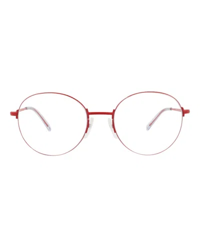 Pre-owned Balenciaga Roundframe Metal Optical Frames In Red Red Transparent (bb0035o/30006640/004)