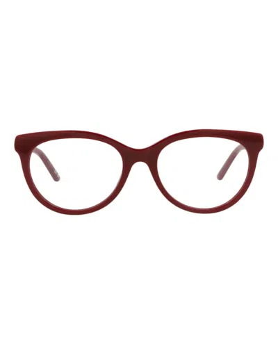 Pre-owned Balenciaga Women's  Roundframe Acetate Optical Frames In Burgundy Burgundy Transparent (bb0185o/30011