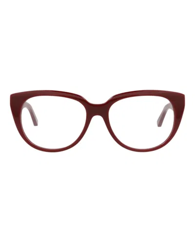 Pre-owned Balenciaga Women's  Roundframe Acetate Optical Frames In Burgundy Burgundy Transparent (bb0131o/30010