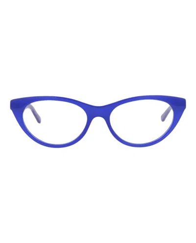 Pre-owned Balenciaga Women's  Cat Eyeframe Acetate Optical Frames In Blue Blue Transparent (bb0079o/30008399/00