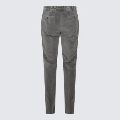 Pt Torino Tailored Grey Corduroy Trousers With Mid-rise Fit In Gray