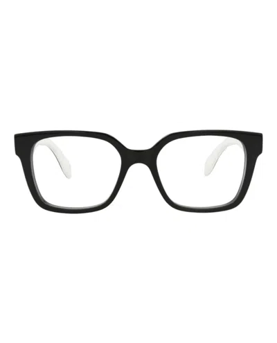 Pre-owned Alexander Mcqueen Men's  Squareframe Acetate Optical Frames In Black Black Transparent (am0358o/30012