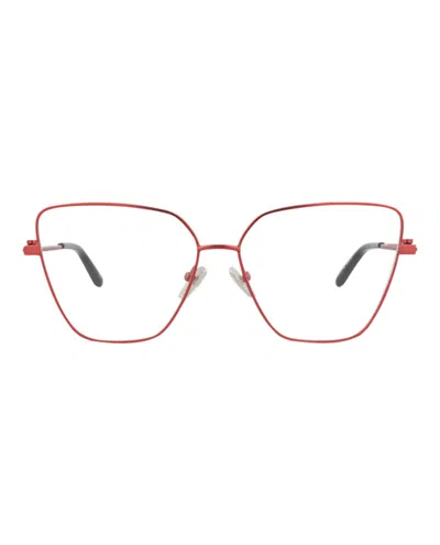Pre-owned Balenciaga Women's  Cat Eyeframe Metal Optical Frames In Red Red Transparent (bb0170o/30011327/004)