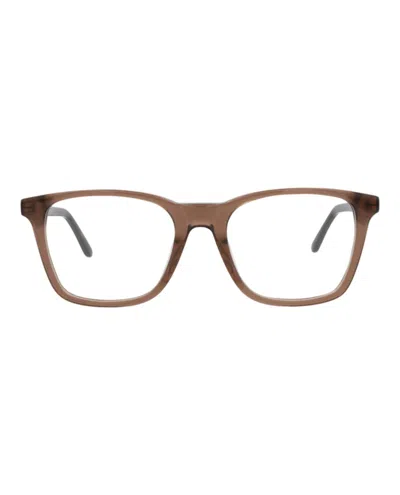 Pre-owned Alexander Mcqueen Men's  Squareframe Acetate Optical Frames In Brown Silver Transparent (am0324o/3001