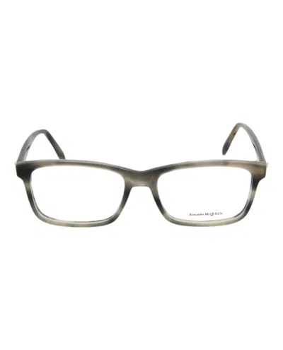 Pre-owned Alexander Mcqueen Squareframe Acetate Optical Frames In Grey Grey Transparent (am0162o/30006093/004)