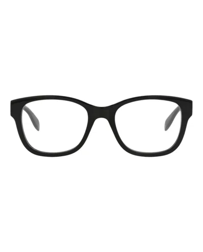 Pre-owned Alexander Mcqueen Men's  Squareframe Acetate Optical Frames In Black Black Transparent (am0350o/30012