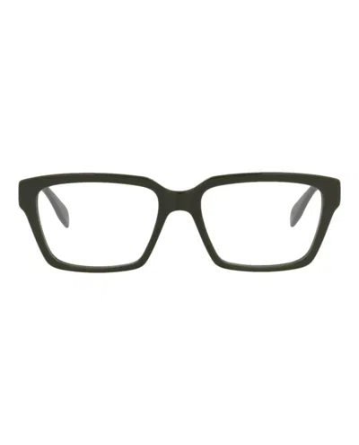 Pre-owned Alexander Mcqueen Men's  Squareframe Acetate Optical Frames In Green Green Transparent (am0332o/30011
