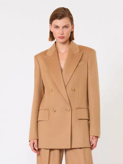 Max Mara Double-breasted Jacket Structured Shoulders In Multi