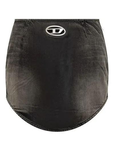 Diesel Denim Mini Skirt With Oval D Logo In Multi