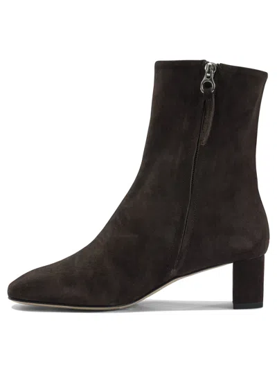 Aeyde 45mm Millie Suede Block-heel Boots In Brown