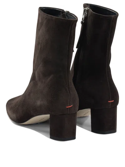 Aeyde 45mm Millie Suede Block-heel Boots In Brown