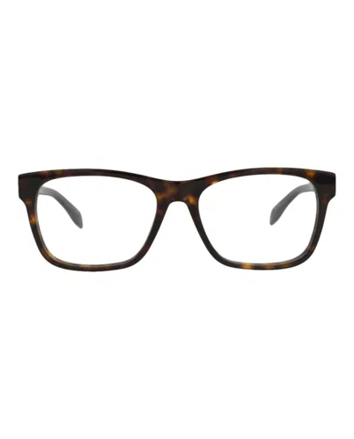 Pre-owned Alexander Mcqueen Men's  Squareframe Acetate Optical Frames In Havana Havana Transparent (am0307o/300