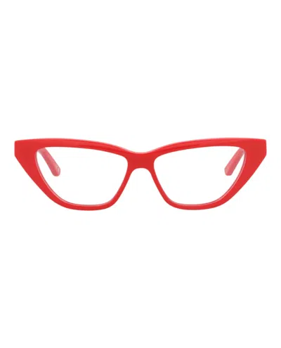 Pre-owned Balenciaga Women's  Cat Eyeframe Acetate Optical Frames In Red Red Transparent (bb0128o/30010020/003)