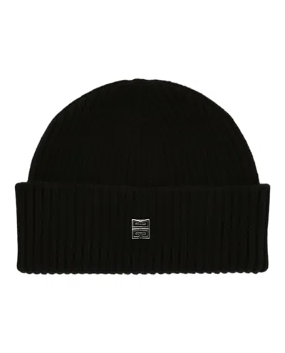 Pre-owned Givenchy Women's  Ribbed Woolblend Beanie In Black