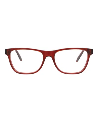 Pre-owned Alexander Mcqueen Squareframe Acetate Optical Frames In Red Red Transparent (am0248o/30008654/004)