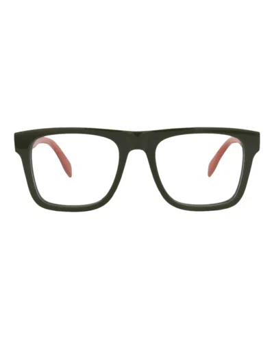 Pre-owned Alexander Mcqueen Men's  Squareframe Acetate Optical Frames In Green Green Transparent (am0357o/30012