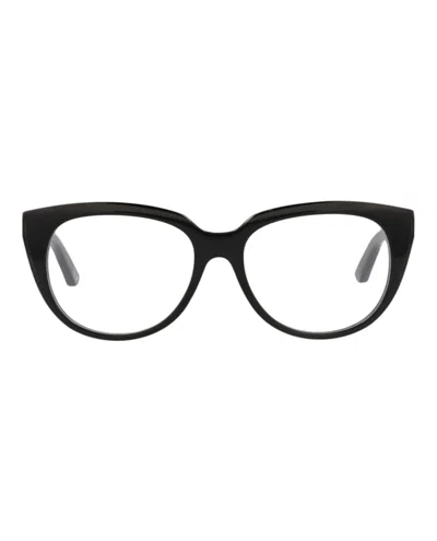 Pre-owned Balenciaga Women's  Roundframe Acetate Optical Frames In Black Black Transparent (bb0131o/30010040/00