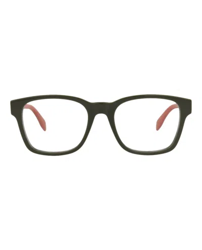 Pre-owned Alexander Mcqueen Men's  Squareframe Acetate Optical Frames In Green Green Transparent (am0356o/30012