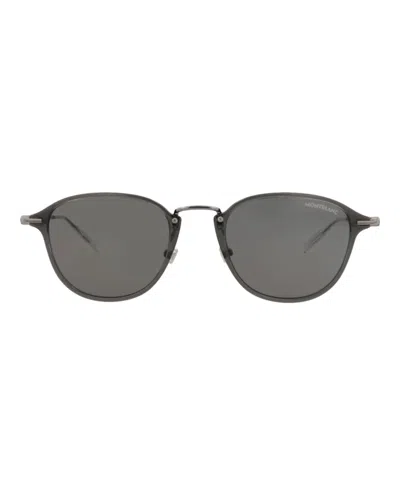 Pre-owned Montblanc Men's  Roundframe Injection Sunglasses In Grey Ruthenium Grey (mb0155s/30010173/001)