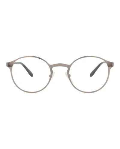 Pre-owned Alexander Mcqueen Roundframe Metal Optical Frames In Ruthenium Havana Transparent (am0166o/30006137/003)