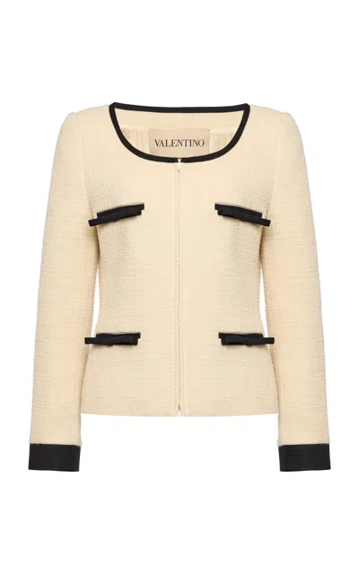 Valentino Textured Fabric Jacket Featuring Pockets In Neutral