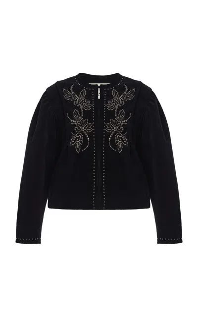 Isabel Marant Pietra Stud-embellished Velvet Jacket In Black