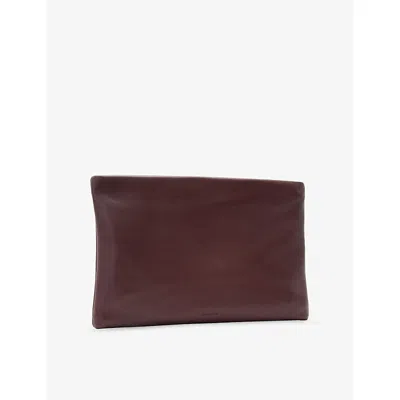 Allsaints Bettina Sheepskin Leather Clutch In Burgundy