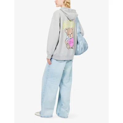 Ganni Womens Isoli Teddy Oversized Zip Hoodie In Gray