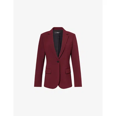 Theory Womens Grenache Staple Notched-lapel Blazer Jacket In Burgundy