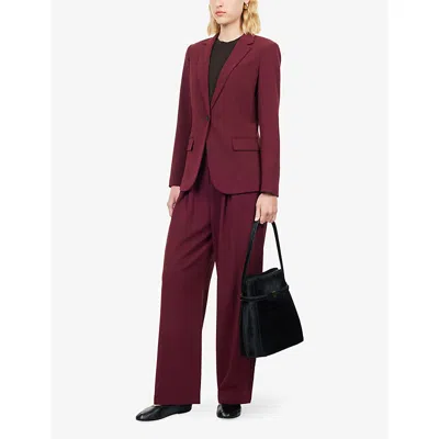 Theory Womens Grenache Staple Notched-lapel Blazer Jacket In Burgundy